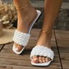 Модные женские тапочки с квадратным носком на плоской подошве, пляжные сандалии, женские повседневные шлепанцы, женская плетеная обувь, женские шлепанцы, модные тапочки