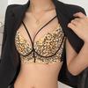 Leopard Lace Bra for Women Sexy Gather and Adjustment Bra Push Up Bra Wide Back Strap Invisible Bra Fancy Underwear