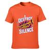 I Destroy Silence Trumpet Flame Grap Loose Vintage Distressed Washed Casual Tee