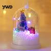 Compact Christmas Gift for Friends Tree in Dome with LED Light, Mini Cedar Light Up Decorative Indoor Holiday Ornament, Battery Powered Table