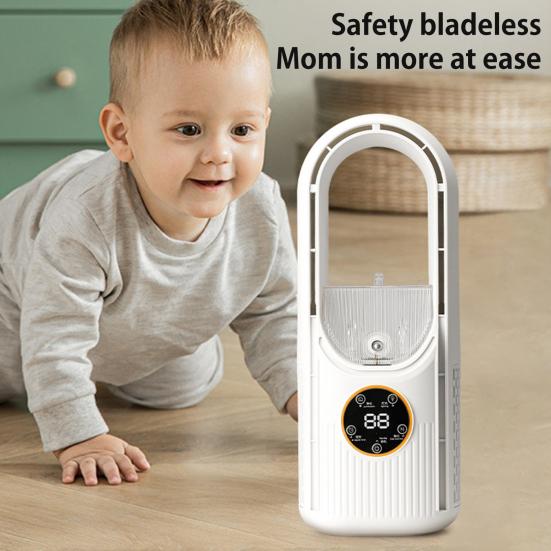 Безлопастной настольный вентилятор с 6 скоростными режимами, мощный воздушный поток, компактный дизайн, портативный перезаряжаемый, тихий охлаждающий вентилятор-распылитель