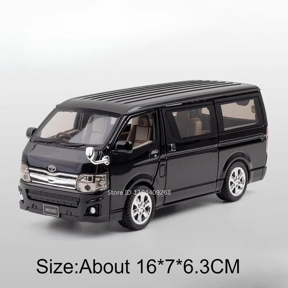 1:32 Scale Hiace Alphard Car Model Toy Alloy Diecast Rubber Tires Sound Light Doors Opened Pull Back Miniature SUV Kids Gifts