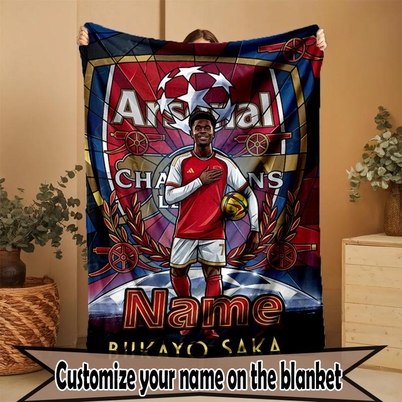 Custom Name Personalized Arsenal F.C Print Blanket, Home Decor, Bedroom, Sofa, Camping, Couch, Gifts for Birthday Christmas
