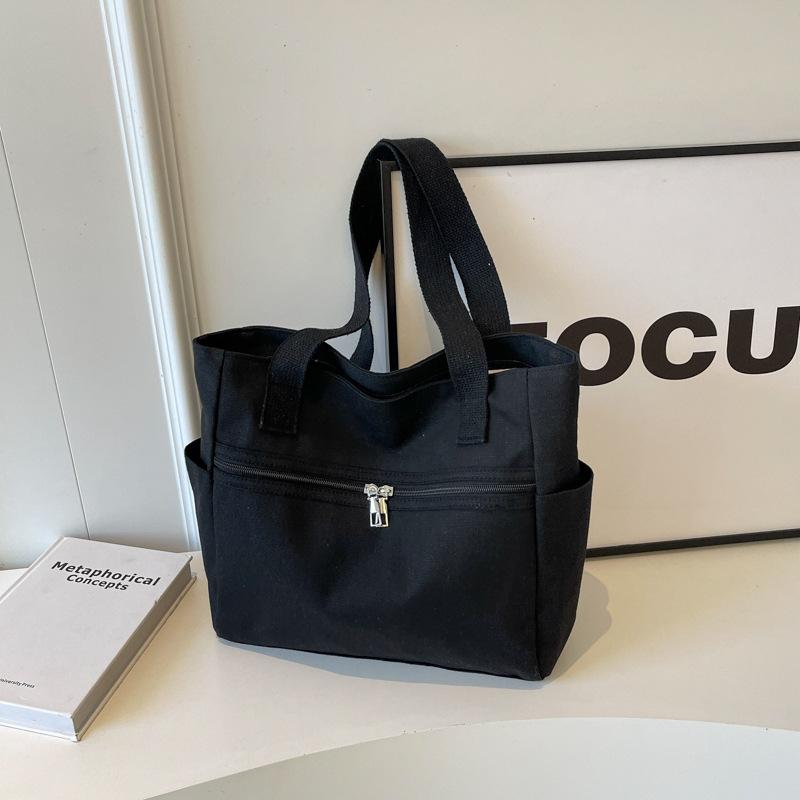 Женская сумка через плечо унисекс, большая вместительная сумка, повседневная универсальная однотонная холщовая сумка для студентов, дорожная сумка на молнии, квадратная сумка