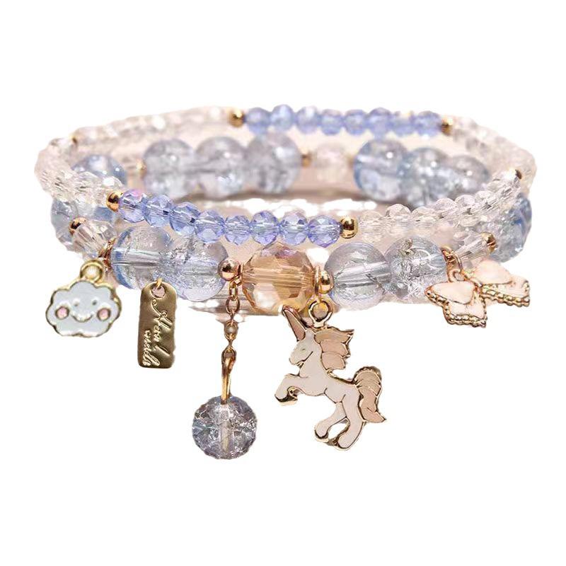 Children's Cartoon Crystal Beaded Bracelet - Cute Layered Jewelry for Girls & Best Friends