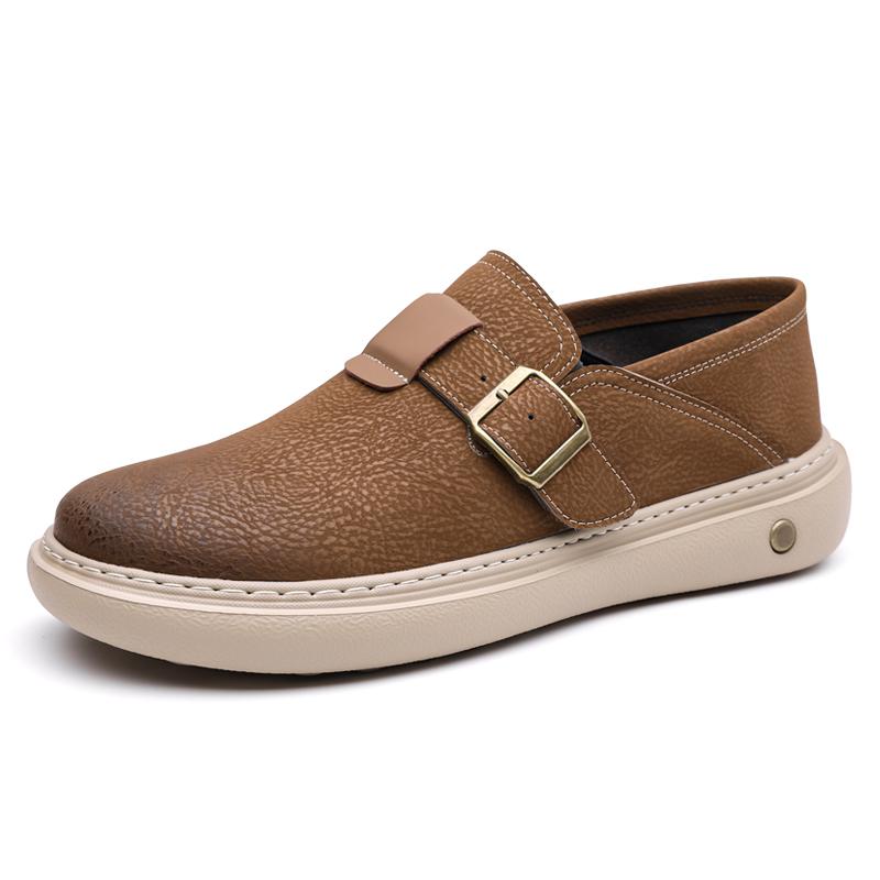 Модная высококачественная замшевая однотонная повседневная обувь для улицы с круглым носком, с дизайном пряжки, плоская обувь, удобная обувь для ходьбы