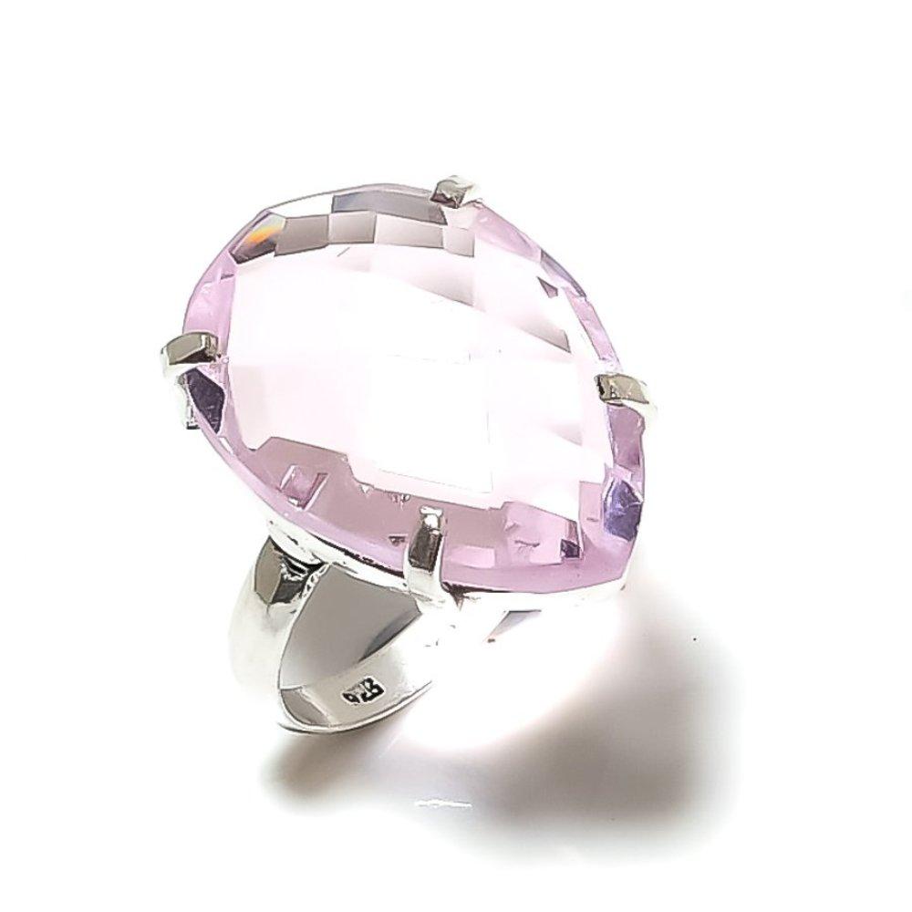 Pink Kunzite Handmade 925 Sterling Silver Jewelry Ring Size 7 P7t80