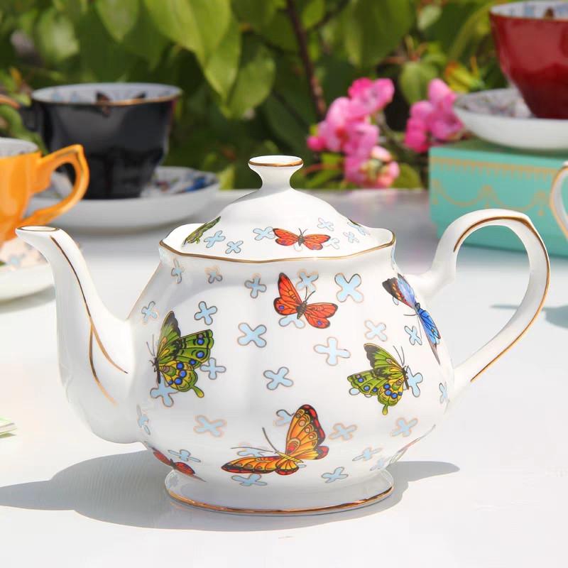 Европейский благородный чайник Butterfly Bone China, подогреватель чая, английская кофейная чашка и блюдце, набор ложек, сахарница, молочник, кофейный набор