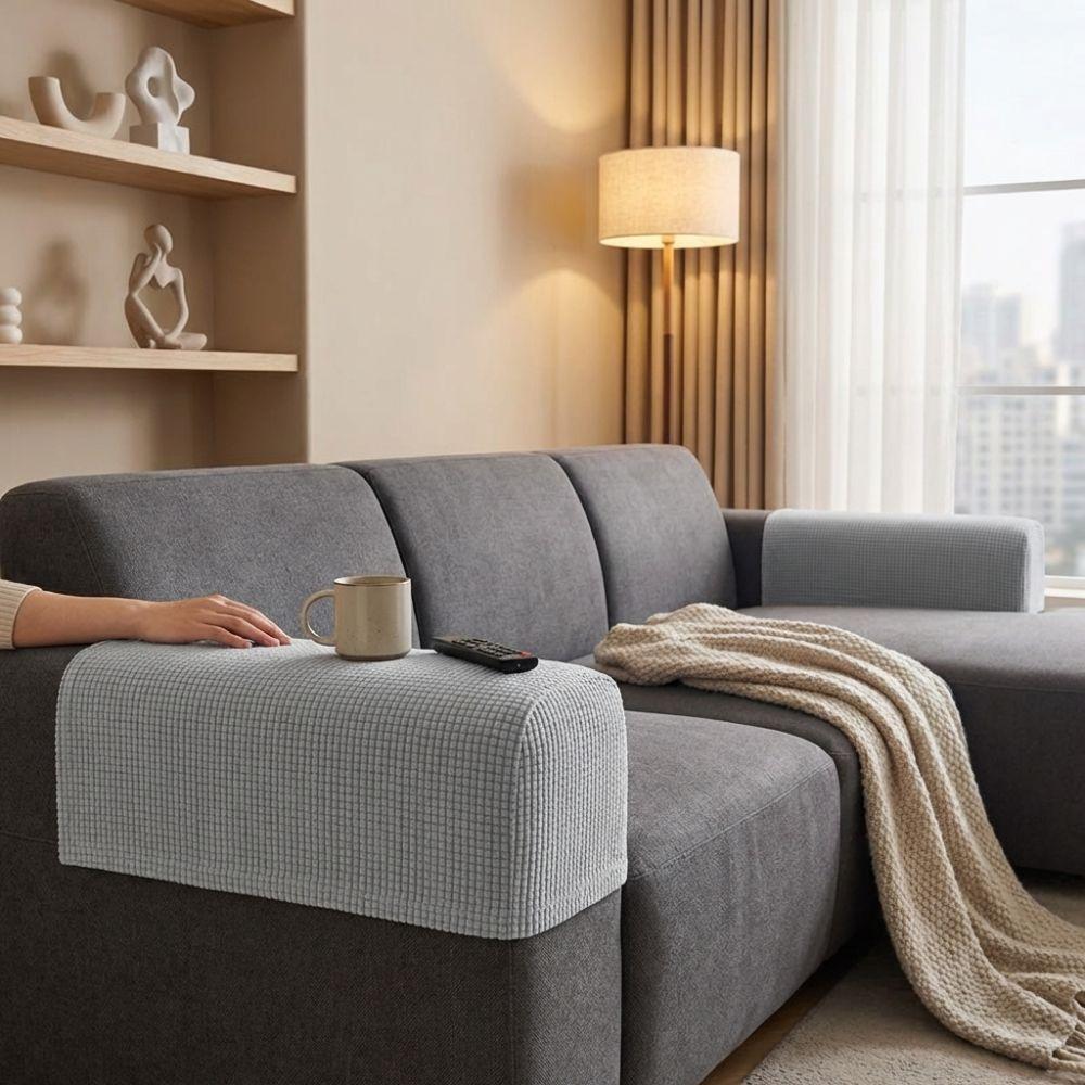 2Pcs Elastic Stretch Jacquard Sofa Arm Covers Dust-Proof Armchair Slipcovers Couch Cover  Sofa