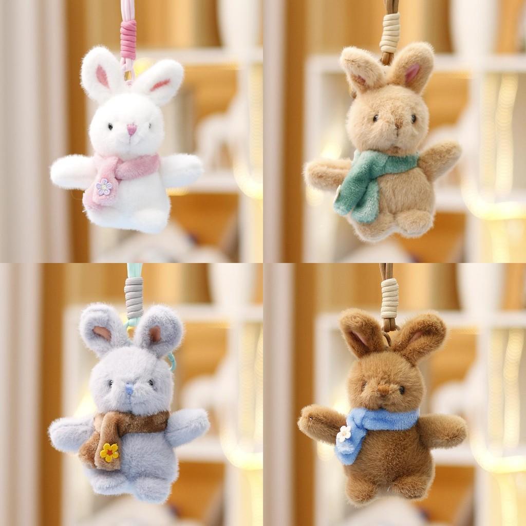 Scarf Plush Rabbit Doll Keychain Toy Animal Pendant Backpack Gift Decoration
