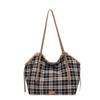 Casual Plaid Canvas Bag for Women  Versatile Shoulder Bag  Large Capacity  New Fashion