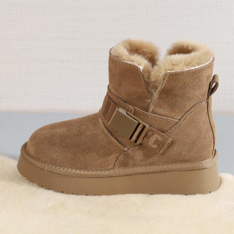 Модные женские зимние ботильоны однотонные уличные 2024 высококачественные зимние теплые короткие плюшевые плоские ботинки с обувью Botines De Mujer