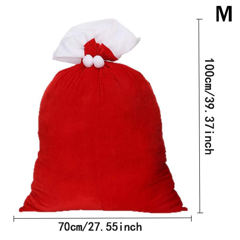 Plush Christmas Santa Sack Cord Drawstring With Pom Pom For Kids Luxury Xmas Gift Bag Merry Christmas