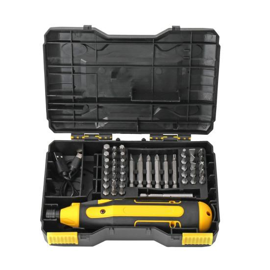 1 комплект, электрическая отвертка 4 В, 43 бита, встроенный аккумулятор емкостью 1300 мАч, электрическая отвертка с обратной зарядкой через USB, инструмент для разборки, бытовая техника