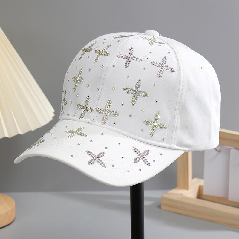 Весенние и летние шляпы Женские бейсболки Уличные универсальные модные козырьки Стразы-бриллианты Модные повседневные кепки Лето