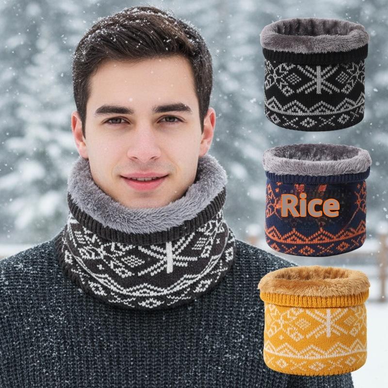 Unisex Winter Scarf Neck Warmer Thickened Fleece Outdoor Cycling Face Mask Versatile Knitted Neck Protection Overhead Scarf