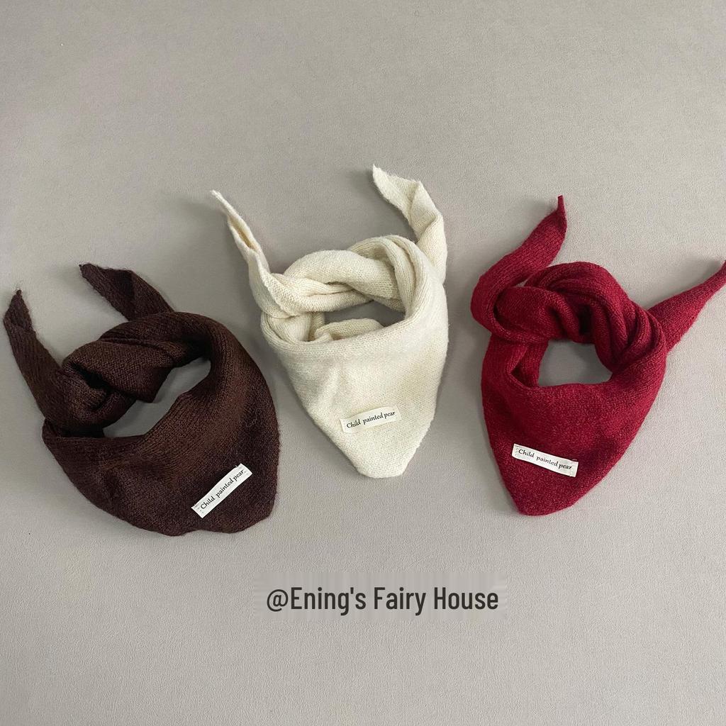 Унисекс Вязаный Шерстяной Шарф для Детей - Теплый, Ветрозащитный, Дизайн в виде Перекрещенного Треугольника для Осени и Зимы