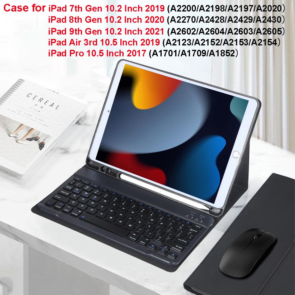 Case for iPad 7th 8th 9th 10.2-inch, Bluetooth Keyboard Case for Air 3rd Pro 10.5 inch Magnetic Cover