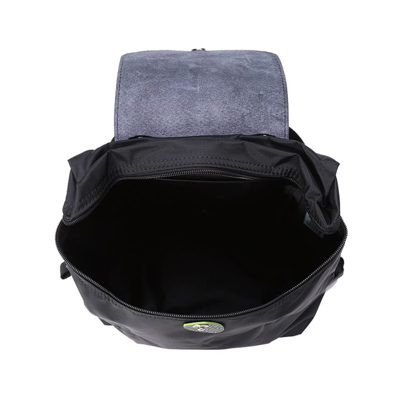LONGCHAMP Le Pliage Green Recycled Canvas With Leather Trim Backpack Women's Black 1699919001