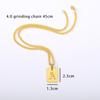 Gothic A -Z Initial Letter Statement Necklace For Women Men Stianless Steel Square Letter Rectangle Medallion Choker Jewelry
