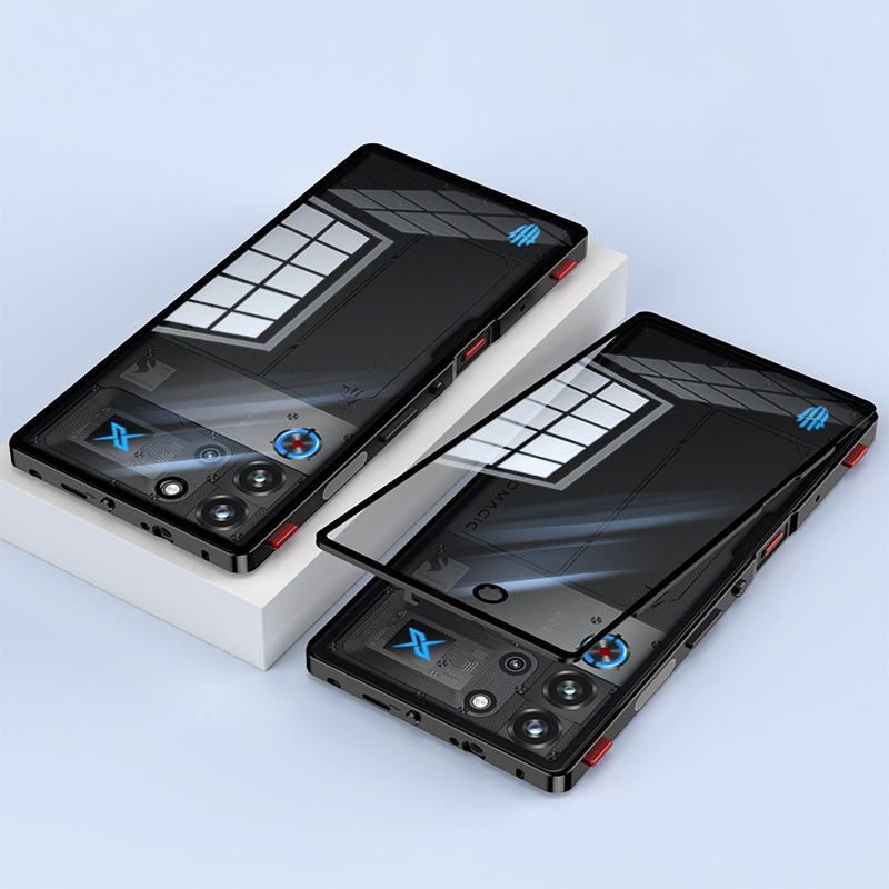 Чехол для ZTE nubia Red Magic 10 Pro 5G Металлическая рамка Стеклянная задняя крышка телефона с игровой плечевой кнопкой