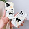 For iPhone 16 15 14 13 12 Pro Max Samsung S24 Ultra S23 S22 Plus Redmi Note 13 Pro Soft Wavy Edge Cartoon Lovely Cat Pattern Full Lens Protect Case