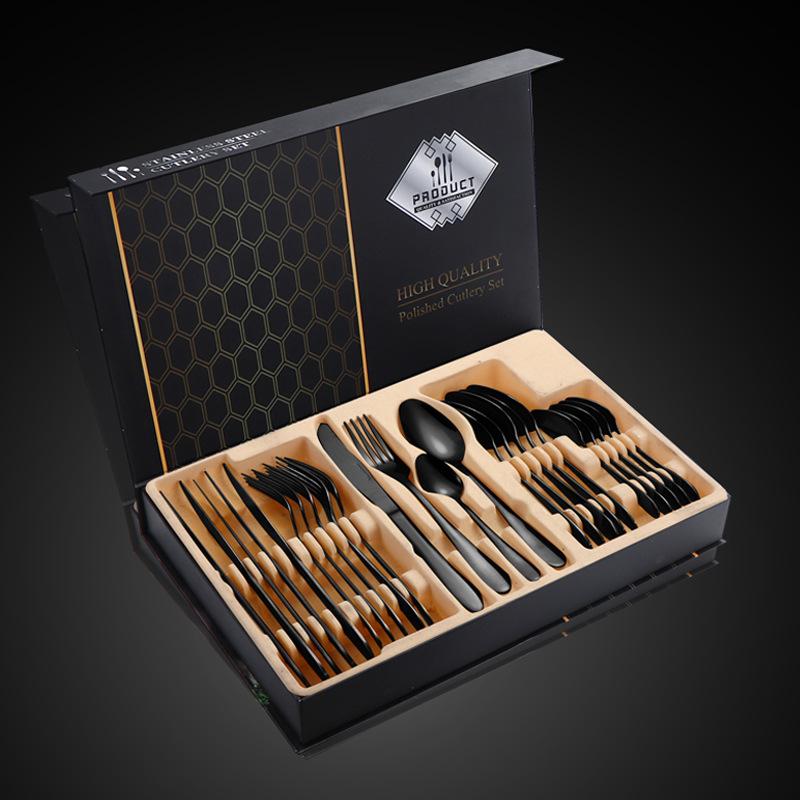 Cross Stainless Steel Tableware Gift Box Set Jieyang Tableware Western Food Steak Knife, Fork and Spoon 24-piece Gift Box