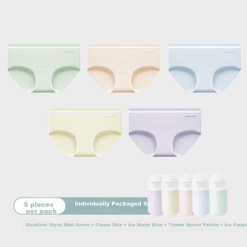 Duoduomian 5-Pack Women's Underwear, 50 Pieces A-Class Pure Cotton, 10A Antibacterial, 100% Cotton Crotch, Mid-Rise, Young Women's Panties