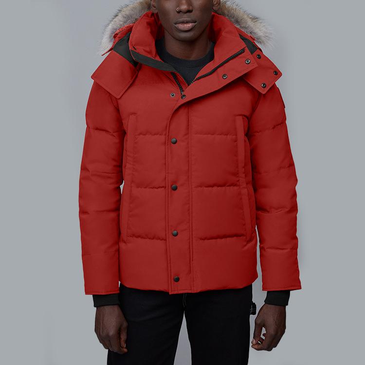 Canada Goose Wyndham Down Jackets Men's Red Maple Hooded Moderate Straight Fit 3808M-809