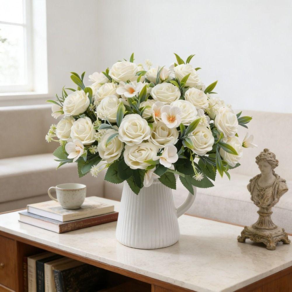 Floral Arrangements Fake Rose Real Touch Rose Bouquet Lifelike Silk Flowers Party Centerpieces