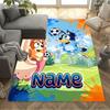Bluey's Soccer Fun Customize Your Name Area Rug Suitable for Foyer Bedrooms Dormitory Entryway Antislip Carpet Anime Office Decor