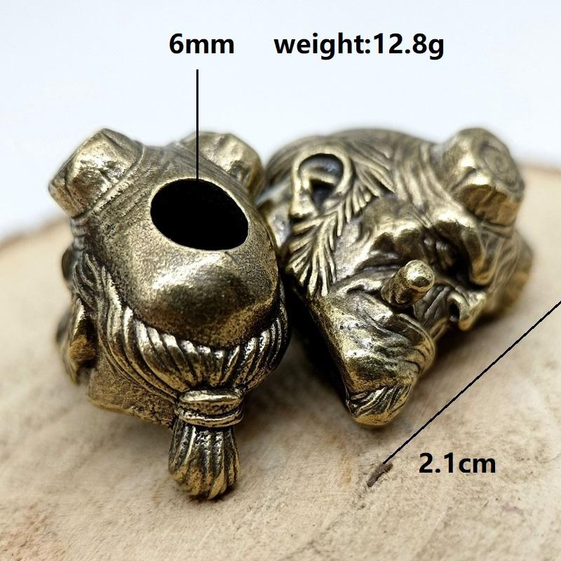 Smoking Demon Skull Head Brass Knife Beads EDC DIY Paracord Woven Bracelets Lanyard Key Chain Pendants Accessories Outdoor Tool Hangings