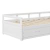 Pull-Out Sofa Bed Pull-out Bed 78" Convertible Sectional Couch Modern Wood Reversible Couches with Drawers And Slats for Living Room (White)