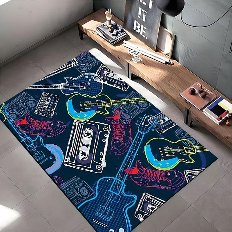 Retro Music and Guitar Pattern suitable as a non-slip mat for the living room or bedroom sofa