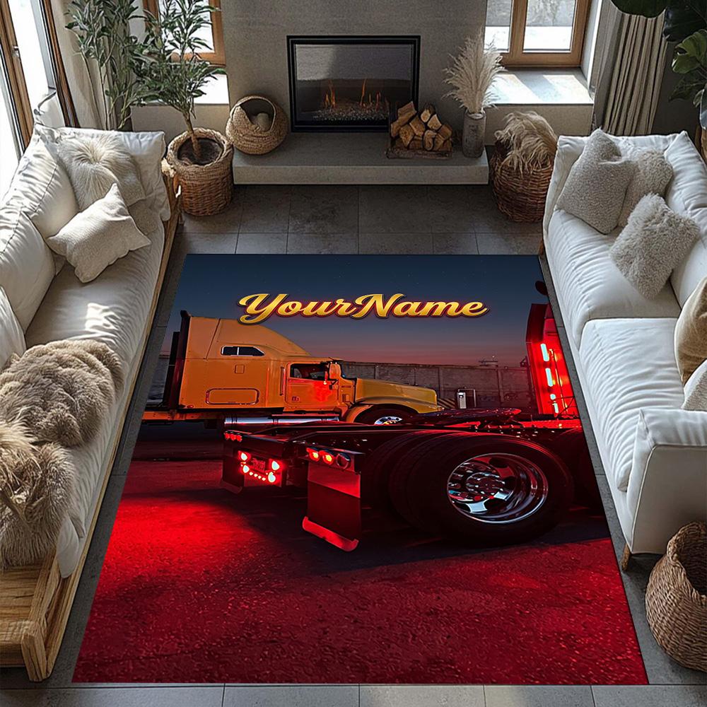 Peterbilt Heavy Trucks Customized Name Area Rug Perfect for Study room Foyer Dining Room Dormitory Anti-slip Rug Anime Office Decor Wedding Party Gift