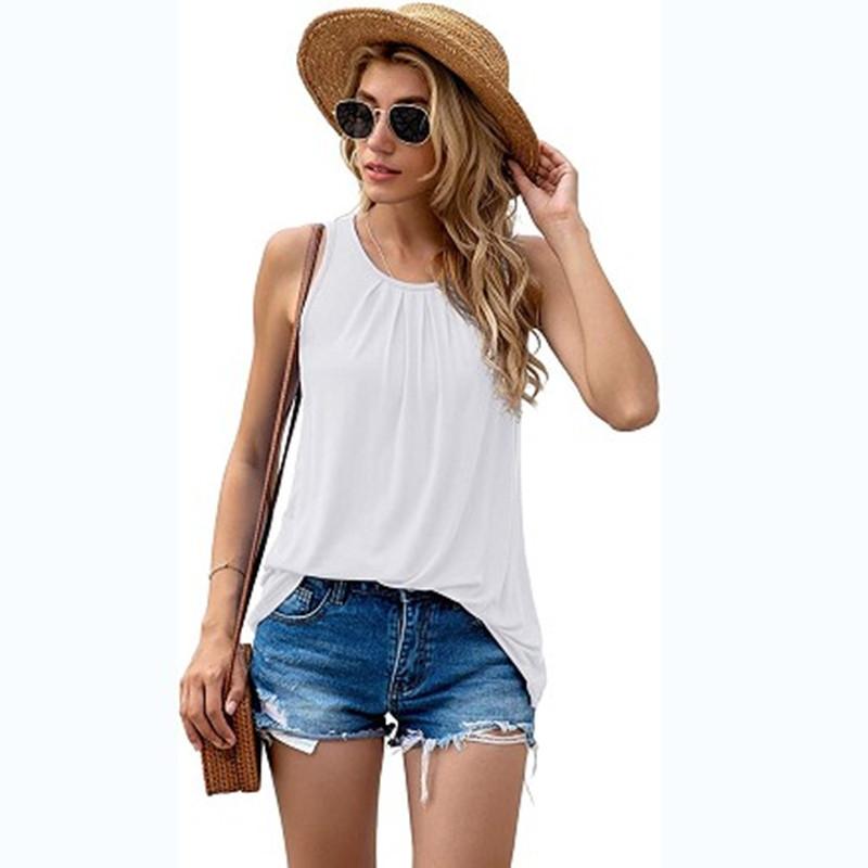 2026 Summer Women's Solid Color Vest Single-Button Top Casual T-Shirt