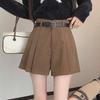 Women's High-Waisted Corduroy Shorts - Pleated Wide-Leg, Autumn/Winter 2023 Fashion, Casual Fit