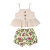Однотонные топы на подтяжках для маленьких девочек, шорты с цветочным принтом, наряды