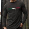 Men's Loose Fit Comfortable Casual Sports Letter Pattern Printed Round Neck Long Sleeved T-shirt Top