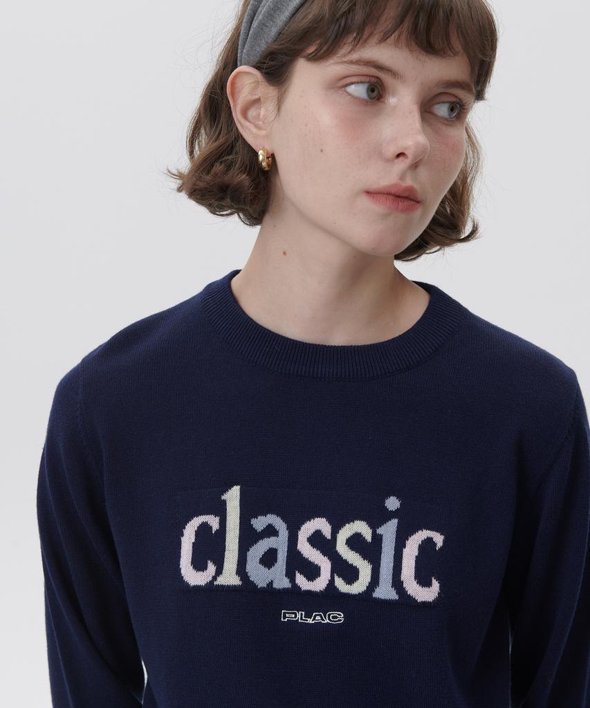 PLAC WOMEN Classic Jacquard Logo Knit Navy