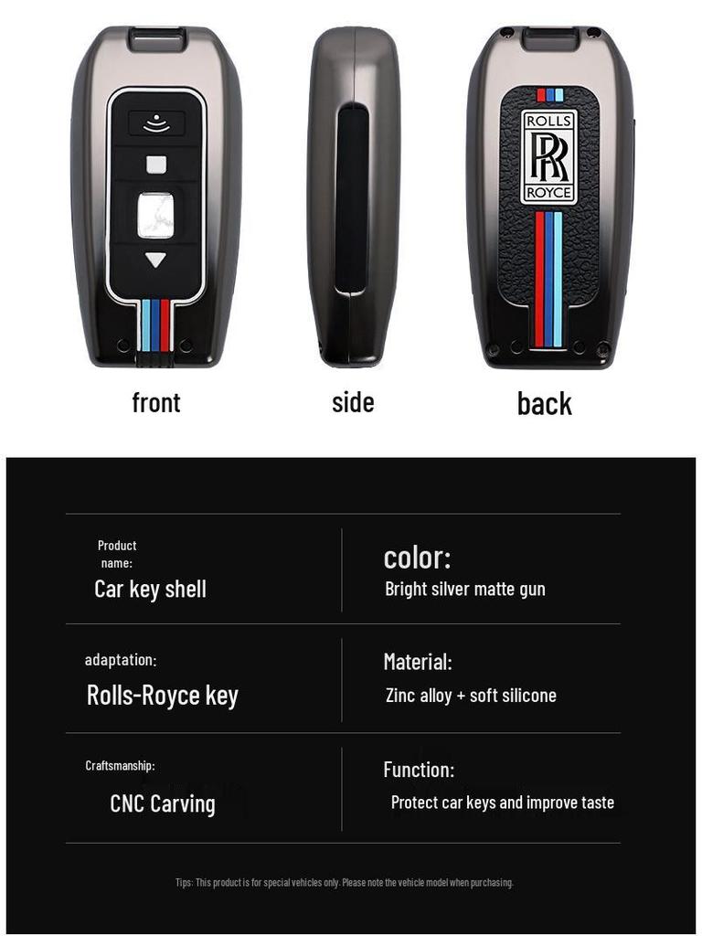 Metal Key Case for Rolls-Royce: Ghost, Cullinan, Phantom, Wraith, Dawn