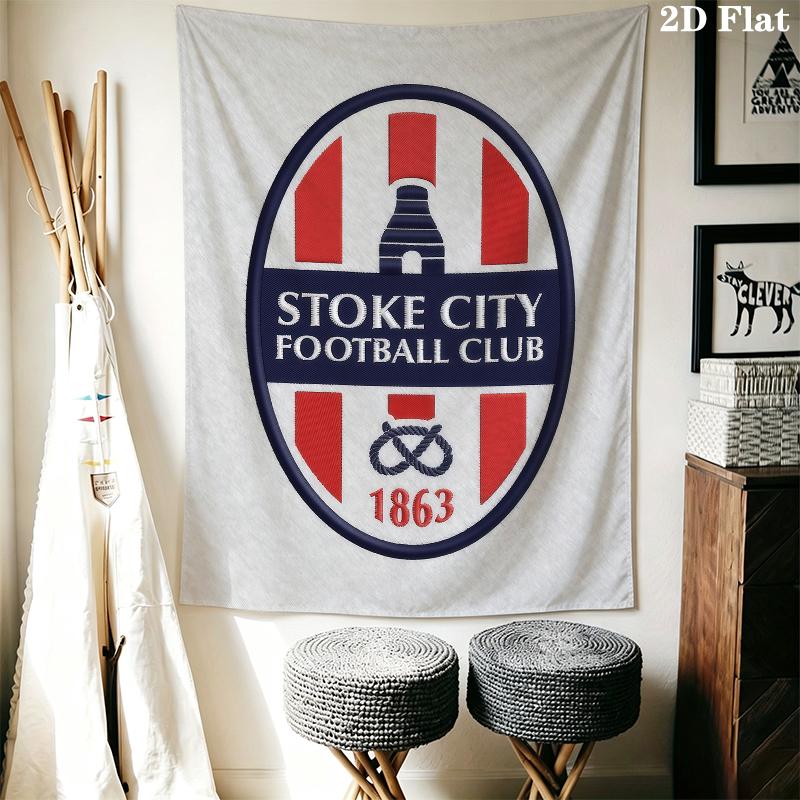 Stoke City FC Wall Tapestry Aesthetic Wall Hanging Printed Fabric Blanket Decorative Tapestries for Bedroom Living Room Home Decor
