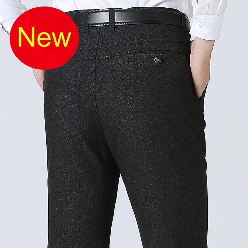 Мужские дышащие повседневные брюки, хлопковые легкие прямые брюки с высокой талией для мужчин, удобная посадка, свободные деловые рабочие классические брюки с карманом
