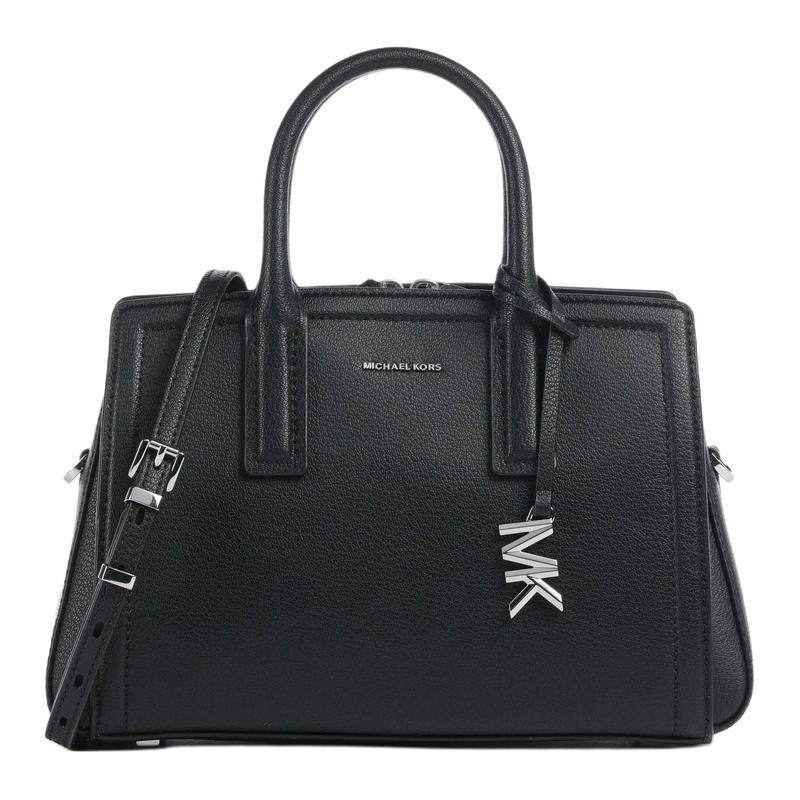 MICHAEL KORS Laila brand silver metal charm polyester handbag women's black