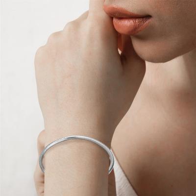 Мужской браслет толстая полая цепь с карабином однотонная полированная нержавеющая сталь панк