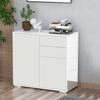 Buffet de rangement - HOMCOM - meuble commode armoire 2 tiroirs 2 placards étagères réglables - bois - 79x36x74cm - blanc