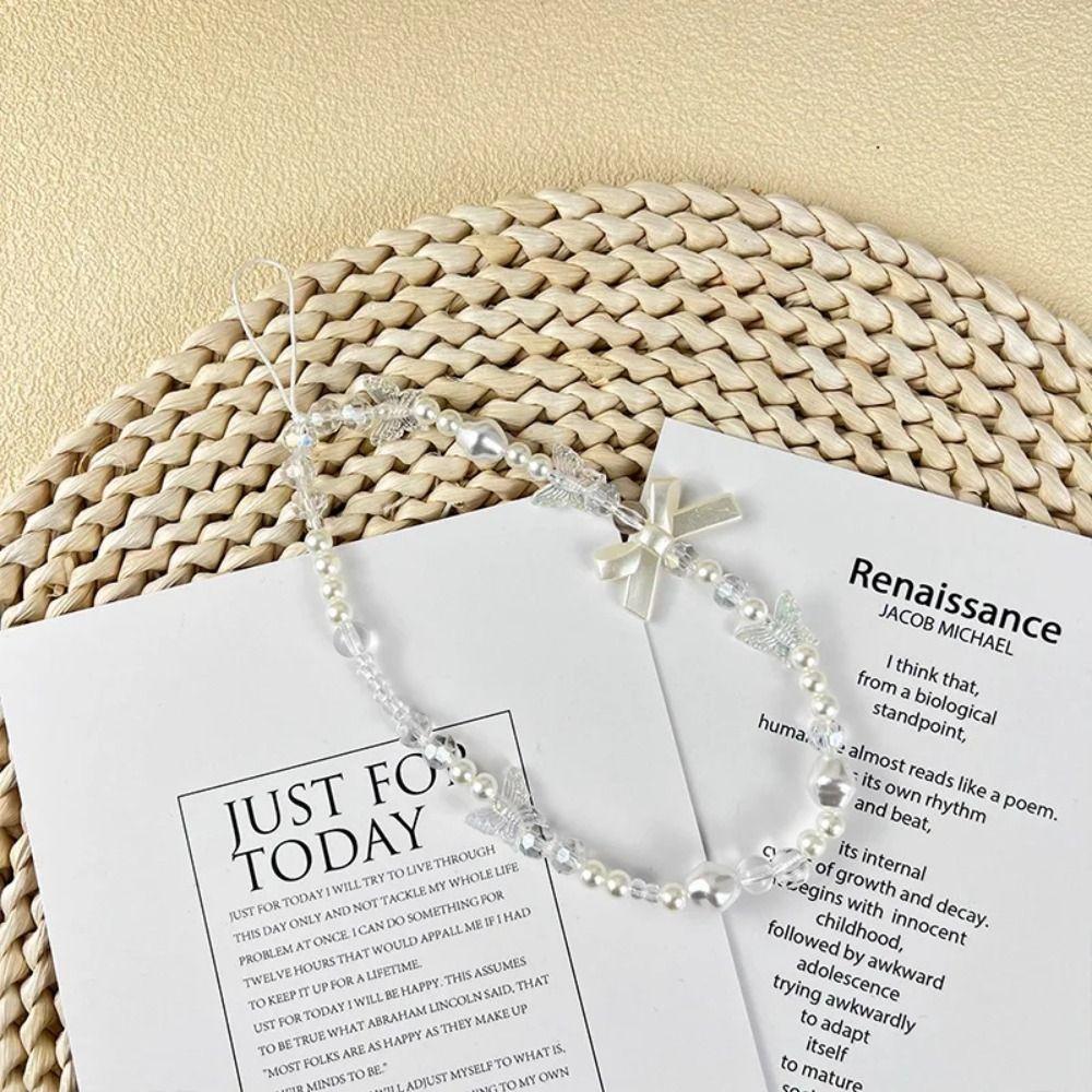 Цепочка для телефона с бантом, Жемчужные украшения для телефона, Милый шнурок для чехла телефона, Телефон