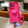 Роскошный 3D Любовное Сердце Матовый Мягкий Шнурок-Веревка Чехол для Телефона Для iPhone 17 16 15 14 13 12 11 Pro Max X XS XR 7 Plus Ударопрочный Чехол