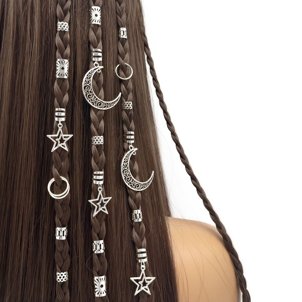 45Pcs/Set Metal Cutout Dreadlock Hair Rings Boho Hair Braid Accessories For Girls Women