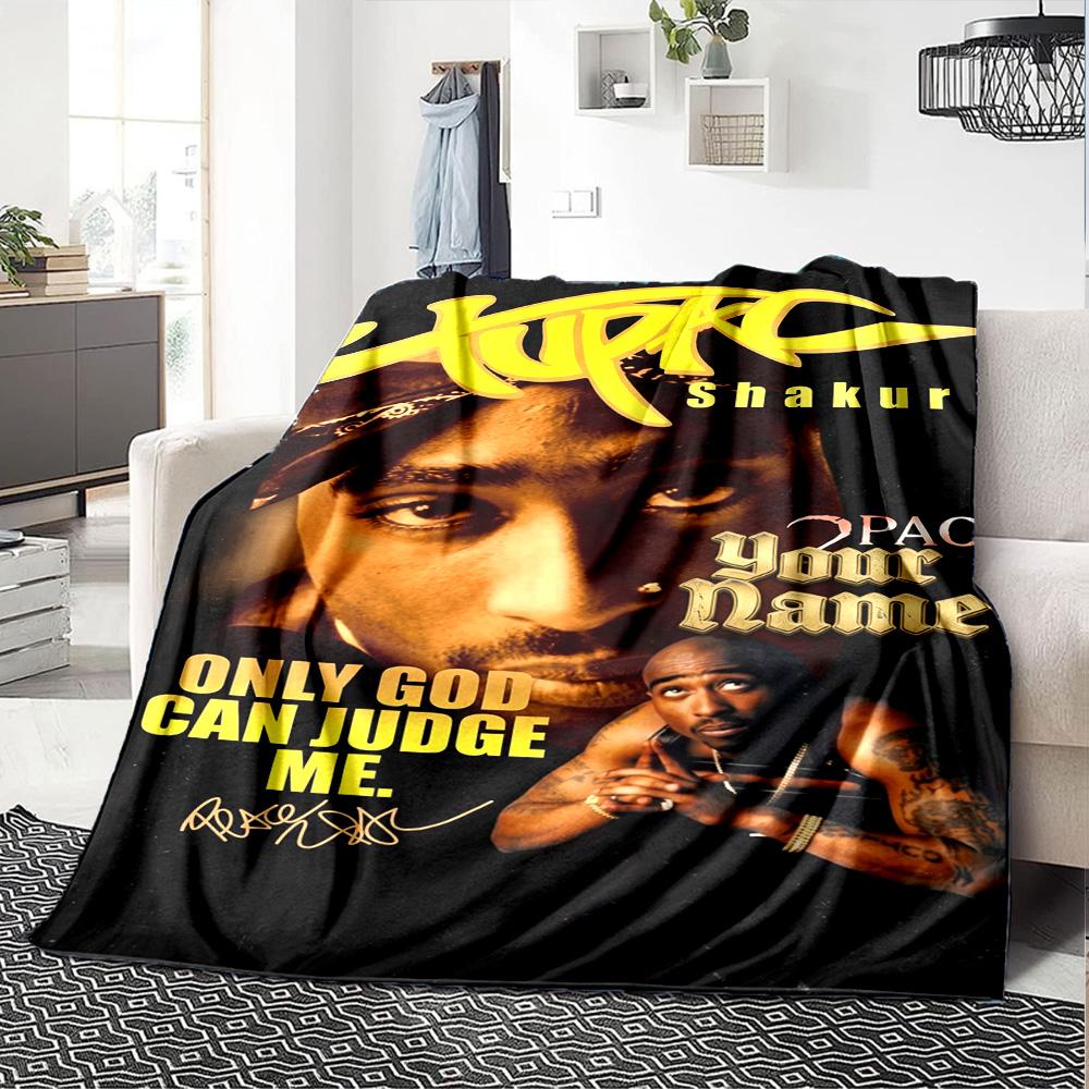 2pac Personalized Text Blanket Cozy Personalized Blanket Soft & Cozy Versatile for Picnics Sofa Couch Office Four Seasons Universal